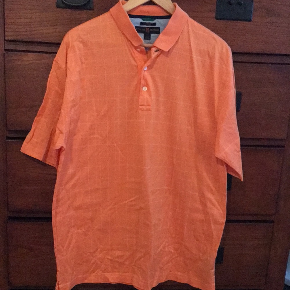 Orange and White Checked Tommy Hilfiger Golf Polo Size Large - Picture 4 of 9